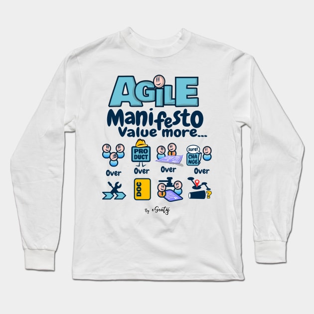 Agile Manifesto, Value More ... Long Sleeve T-Shirt by eSeaty